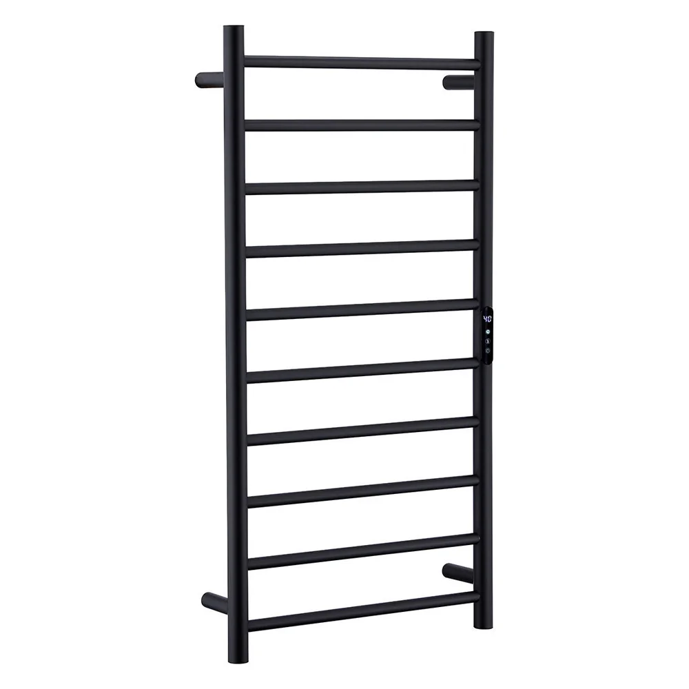 Matte Black 50x96.5cm 10 Rails Heated Towel Rack 304 Stainless Steel Brushed Gold Wall Mounted Intelligent Bathroom Radiator