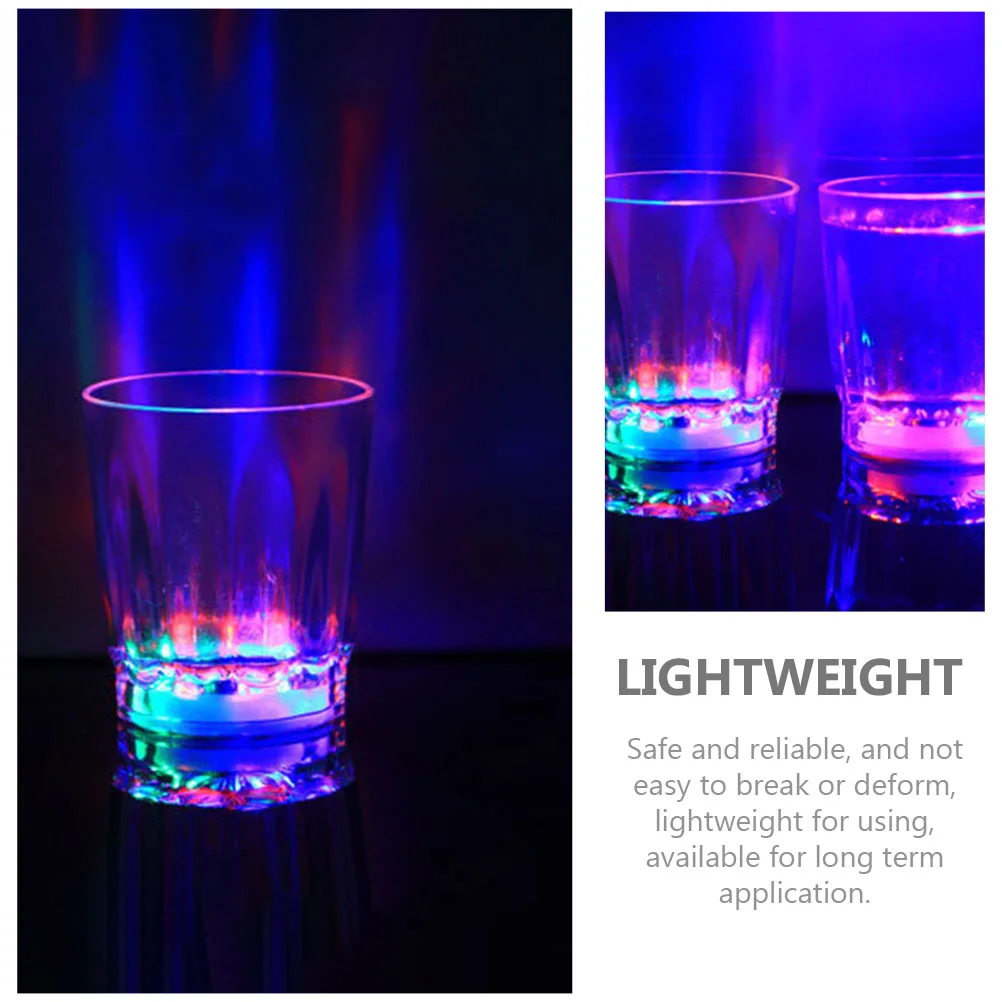 4 Pcs Glowing Glass Plastic Glasses LED Neon Light Blinking Shot Whiskey Cup Dedicated