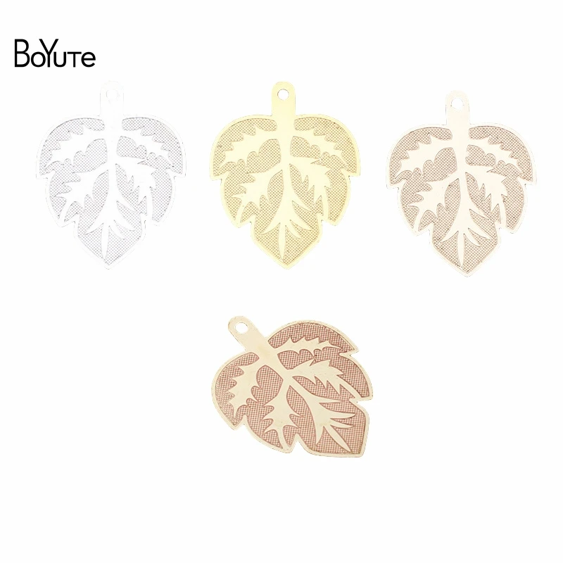 

BoYuTe (50 Pieces/Lot) 22*29MM Metal Brass Leaf Charms Pendant Sheet Diy Jewelry Making Materials