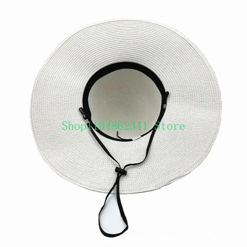 

652F Elegant Floppy Straw Hat Woman Foldable Wide Side Casual Female Hat Sunshades Top Cap with Bowknot Travel Sun Cap