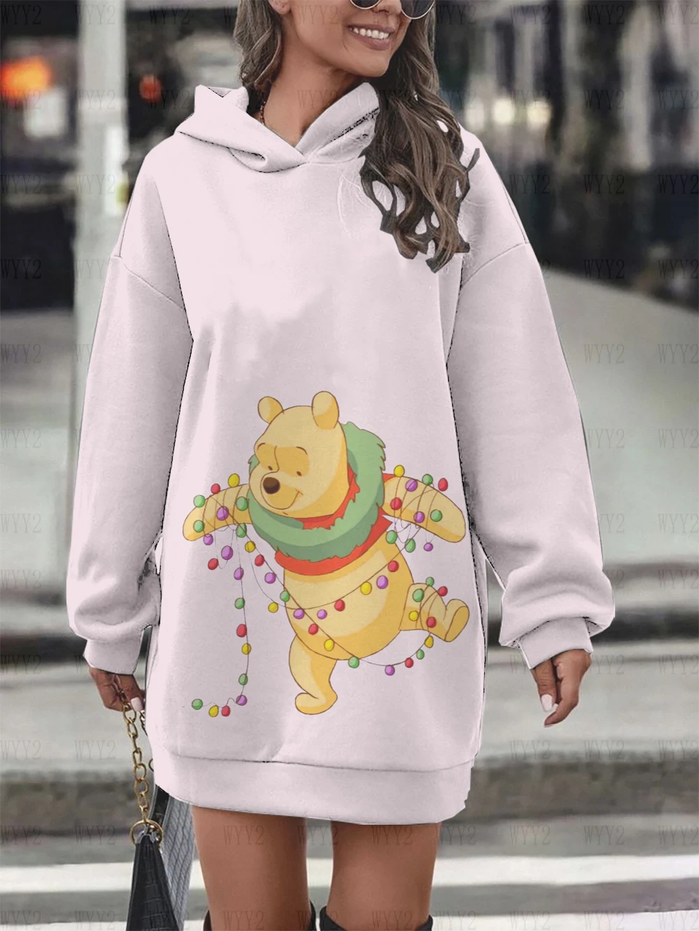 Women\'s Clothing Disney Christmas Winnie the Pooh Print Pullover Sweatshirt Women\'s Party Dress Fashion Street Style Sweatshirt