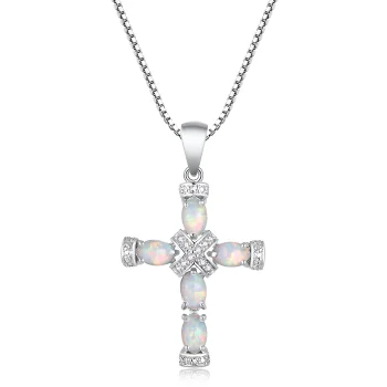 

JLP045 Romantic Cross Pendant Necklace Opal Fine Jewelry for Women Gifts