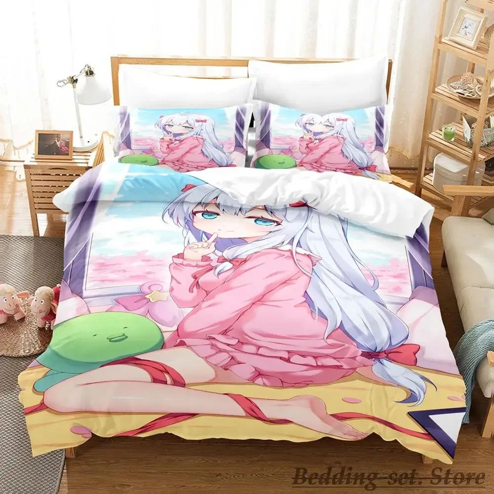 

2023 New Sagiri Izumi Bedding Set Cartoon Anime three-piece set Adult Kid Bedroom Duvetcover Sets 3D Kawaii Girls