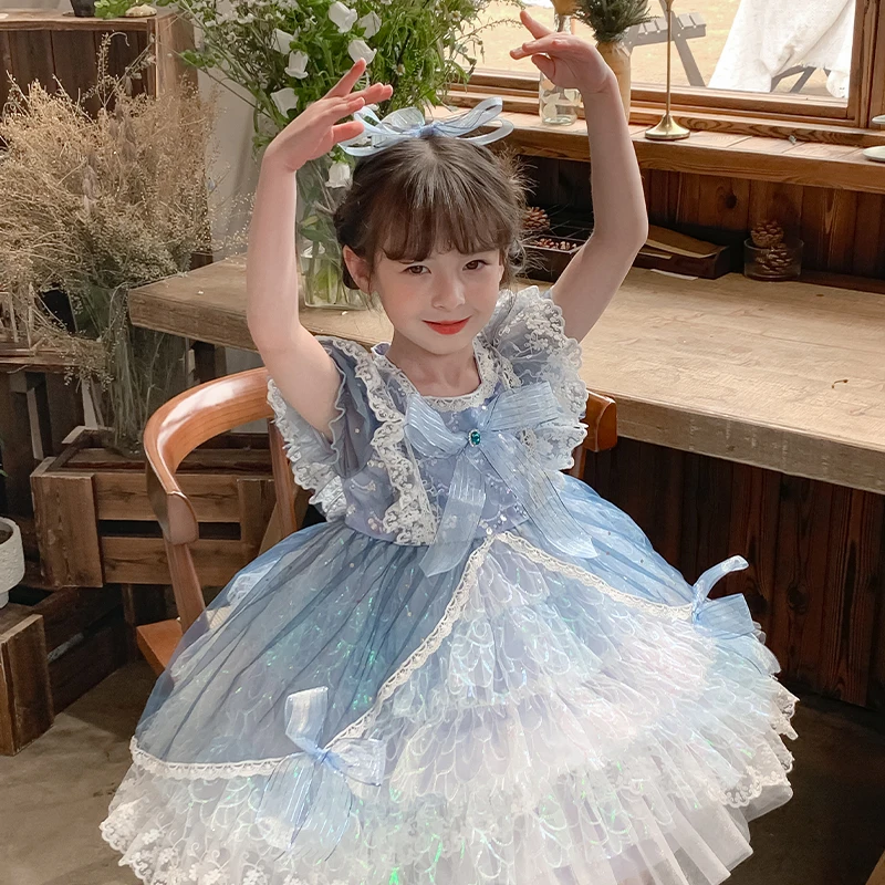 

2024 Summer New Summer Aisha Lolita Girls Princess Skirt Children's Penguin Skirt Super Fairy Lolita Dress Birthday