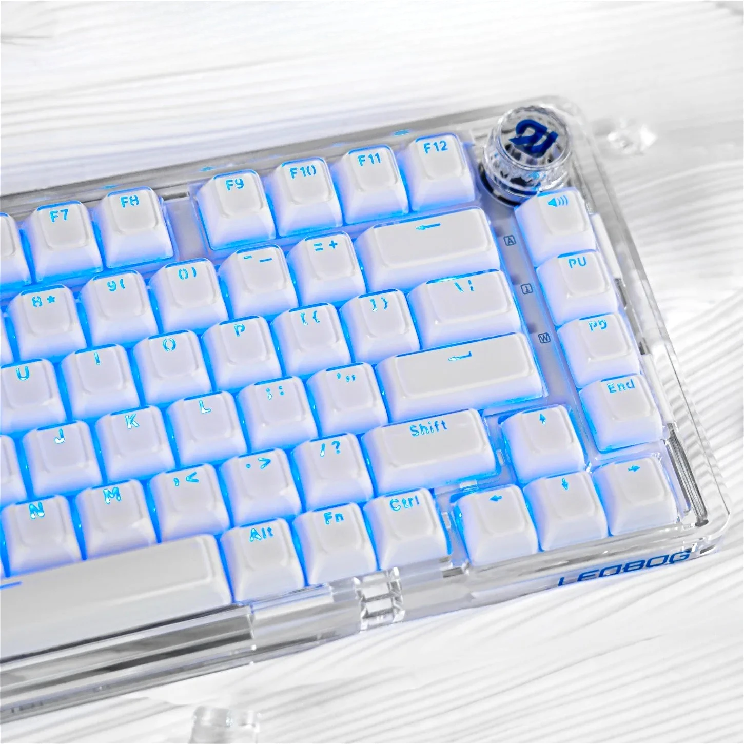 

MDA Crystal Jelly Pink White Keychain PBT+PC 135 Key Transparent Personalized Suitable for Wooting Mechanical Keyboard