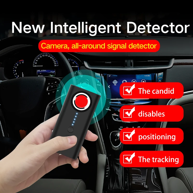 Newest Anti Spy Detector Portable Pinhole Hidden Lens Detect Gadget for GPS Tracker Hidden Camera Finder Eavesdropping Device