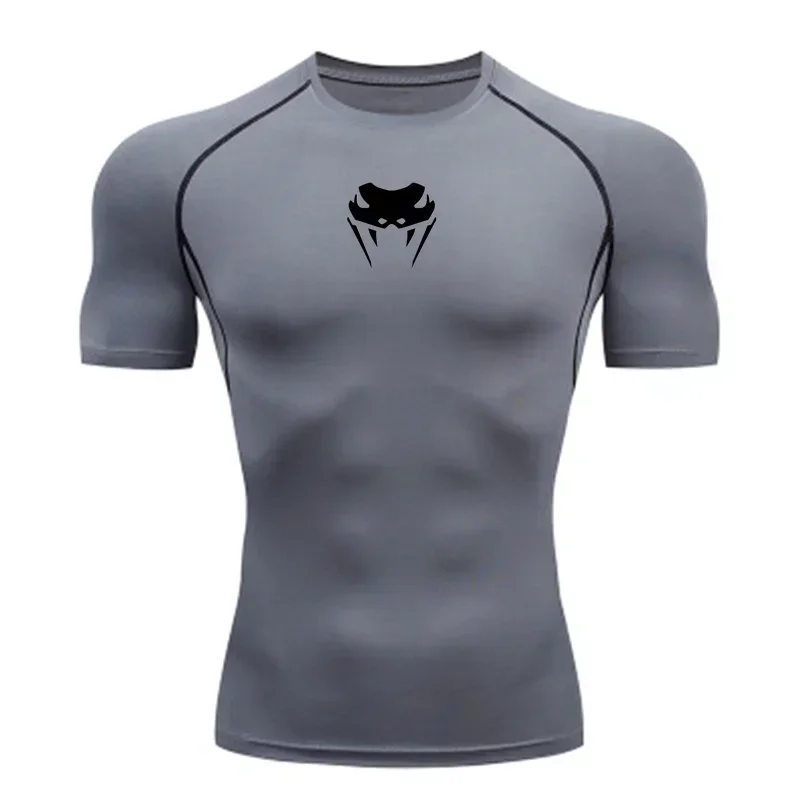 2024Men O-Neck Compression Shirt MMA Long or Short Sleeve T-shirt Men\'s Fitness Bodybuilding Clothes Rashguard Sports Top Tees