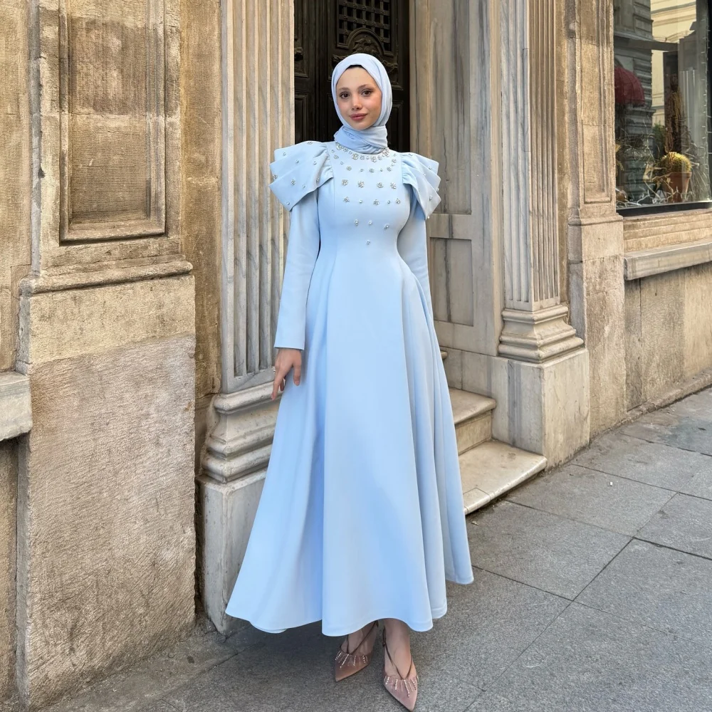 

Customized Formal Evening Dress Rhinestone High Collar Pleat A-line Midi Dresses Bespoke Occasion Elegant Party Wedding Classic