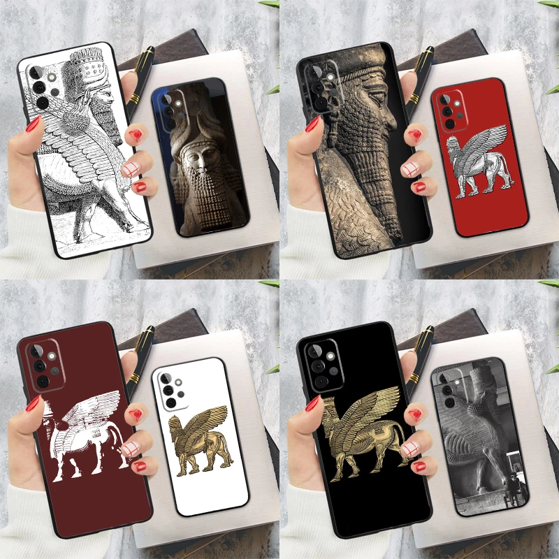 Lamassu Assyrian Winged Lion Phone Case For Samsung Galaxy A54 A34 A14 A55 A35 A25 A15 A52 A32 A12 A51 A71 A13 A33 A53