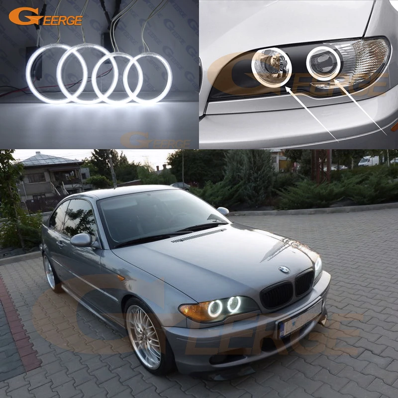 For BMW E46 Convertible Coupe 2004 2005 2006 LCI Headlight Excellent Ultra Bright CCFL Angel Eyes Halo Rings Car Styling