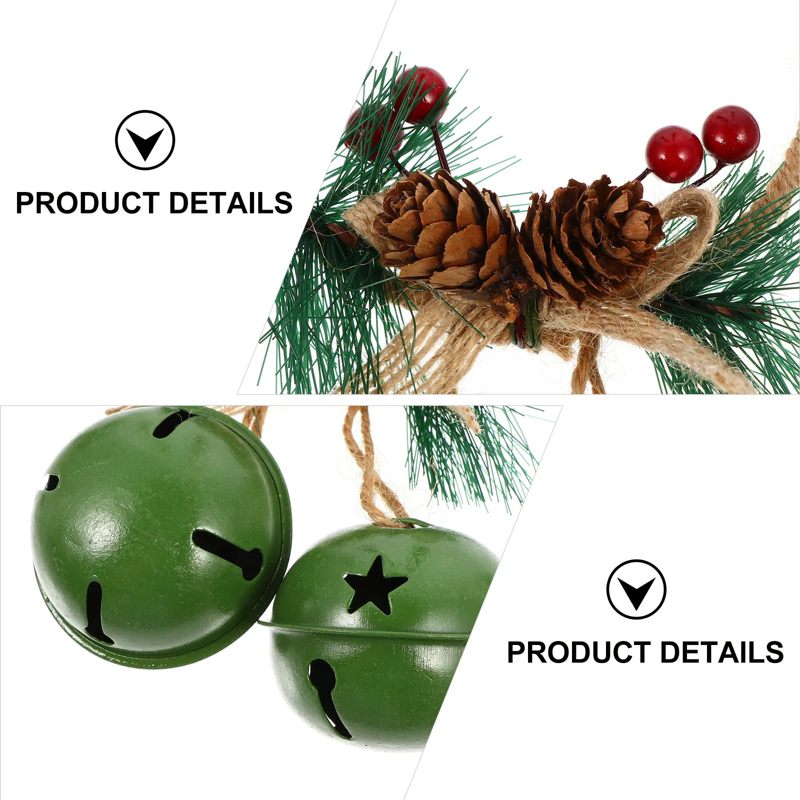 

2pcs Retro Iron Christmas Bell Hanging Decor Xmas Tree Ornament Home Holiday Decoration Photography Prop Metal Pendant