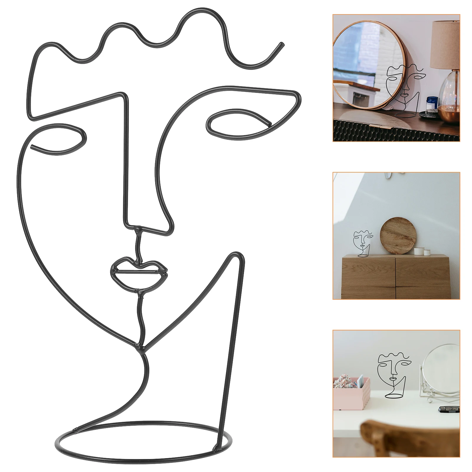 Nordic Abstract Iron Artist Face Desktop Metal Black Large Size Sieraden ganizer Rack Earring Display Home Storage Solution