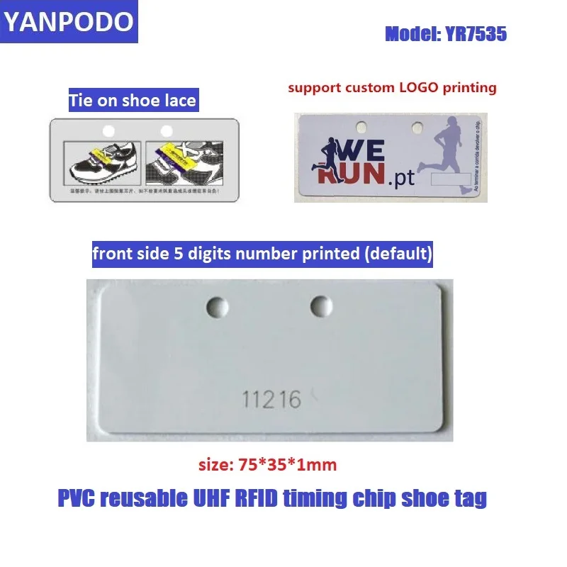 YANPODO UHF RFID Long Read Range 10cm-5m PVC Waterproof Reusable Shoe Tags U9 Chip for Triathlon Marathon Riding Timing System