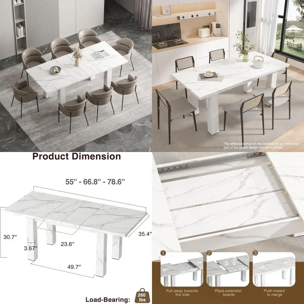 extendable dining table seats 6-10, 55-78