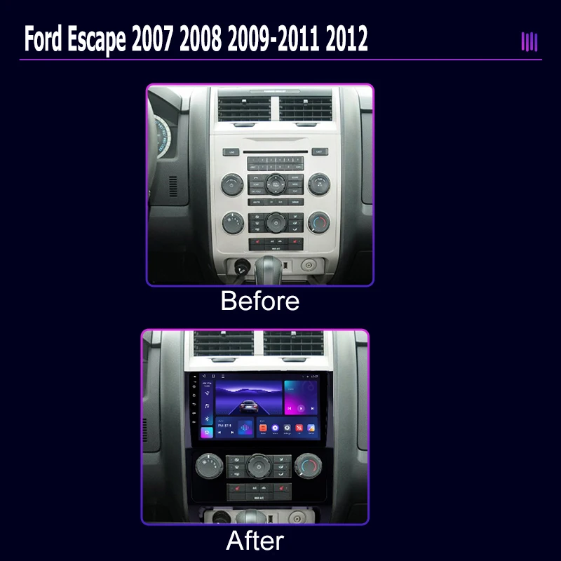 roadivox Android Car Radio for Ford Escape 2007 2008 2009-2011 2012 GPS Navigation video Stereo Multimedia Video Player Carplay