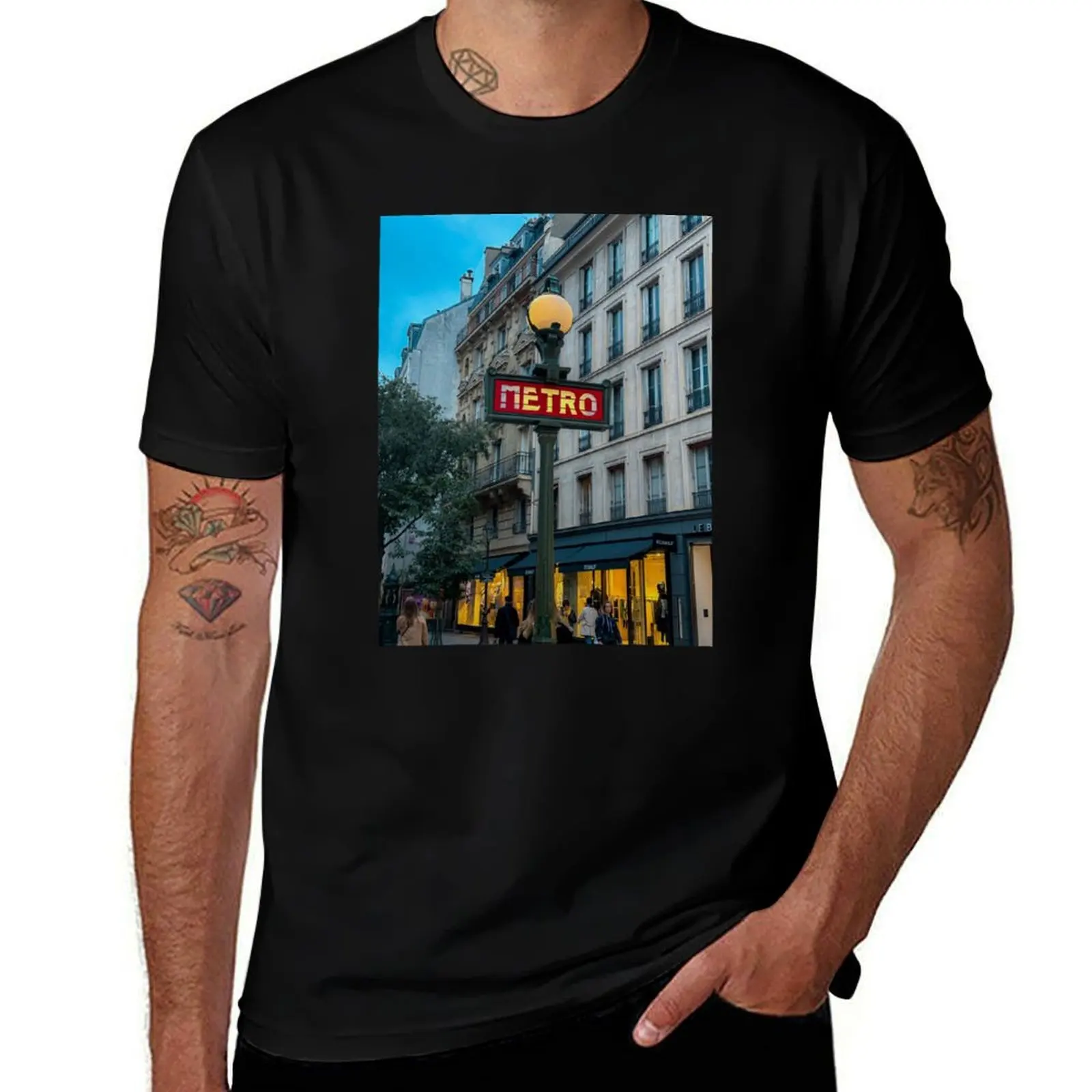 

Paris Metro, France T-Shirt blue lock graphic tee shirt aesthetic clothes funny t shirts men