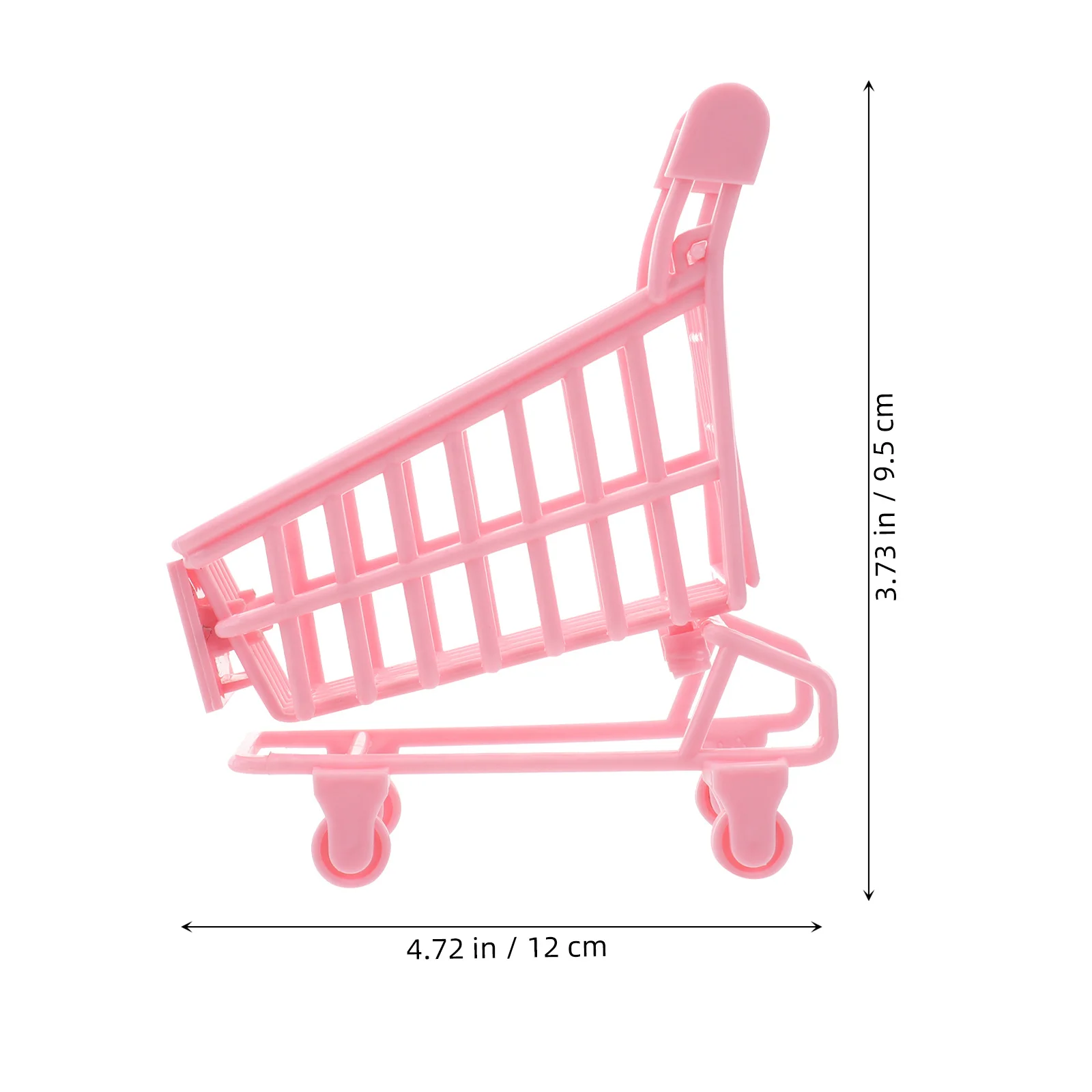 Mini Shopping Cart Trolly Ornament Storage Basket Desktop Organizer Girl Photo Prop Wheel Color Random