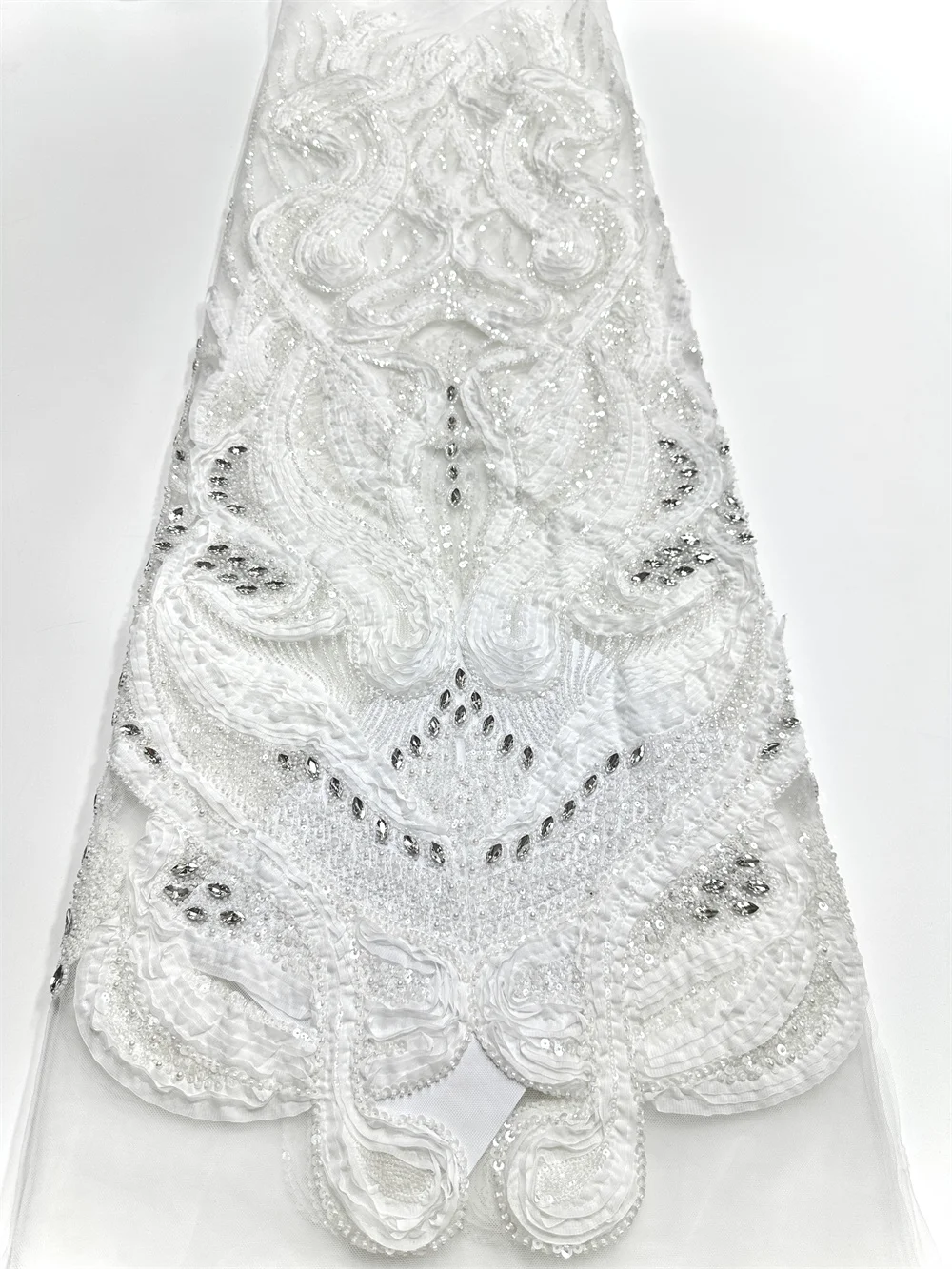 

Nigerian Beaded Embroidery Lace 2025 High Quality French Net Big Stones Tulle African Lace Fabric for Luxury Wedding Party Women