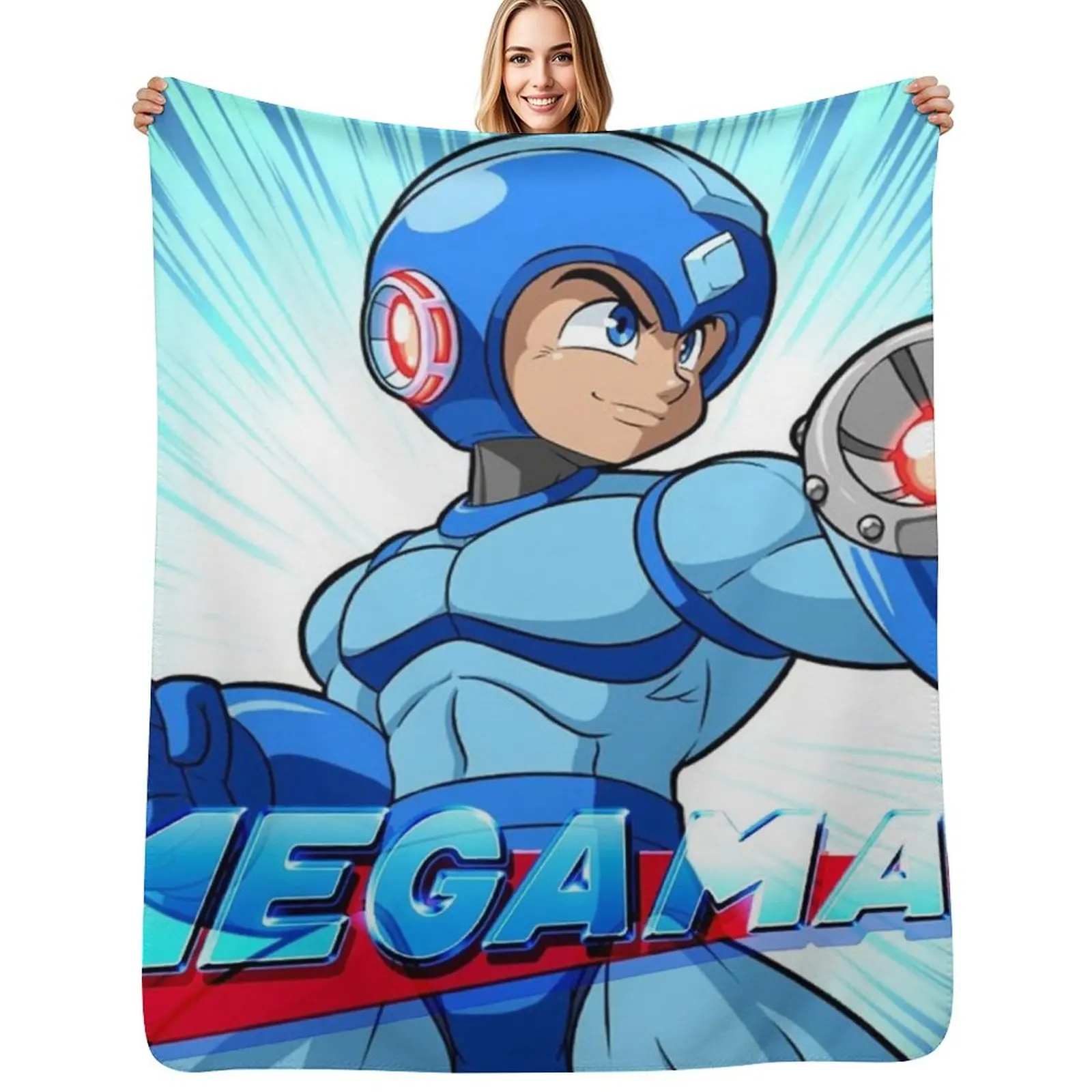 Mega Man Throw Blanket Outdoor Soft Blanket for Picnic Beach Camping