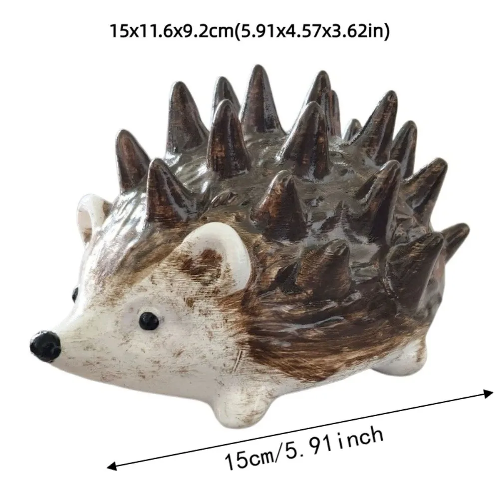 Resin Craft Hedgehog Ornament Figurine for Desk Contemporary Style Hedgehog Statue Models Storage Rings Hedgehog Ring Holder