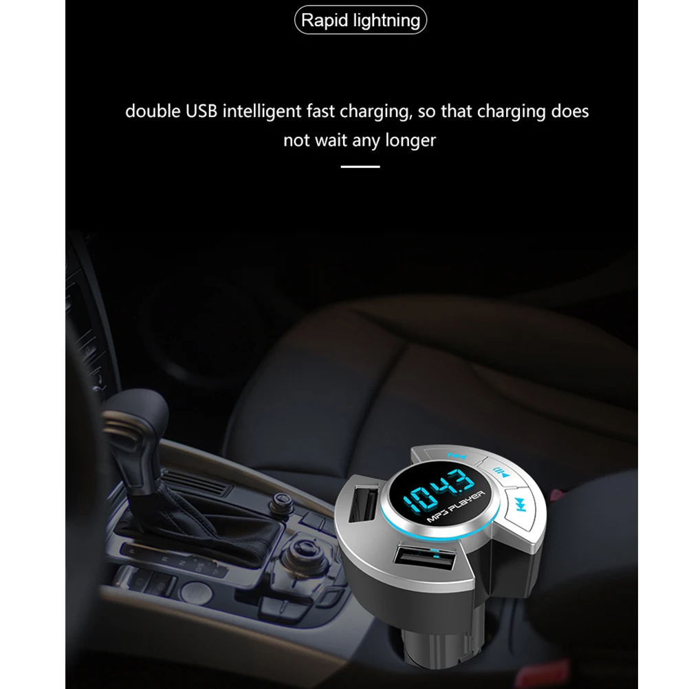 

Car MP3 Music Handsfree Kit Dual USB Cigarette Lighter Card Slot 128GB Navigation Broadcast Gift