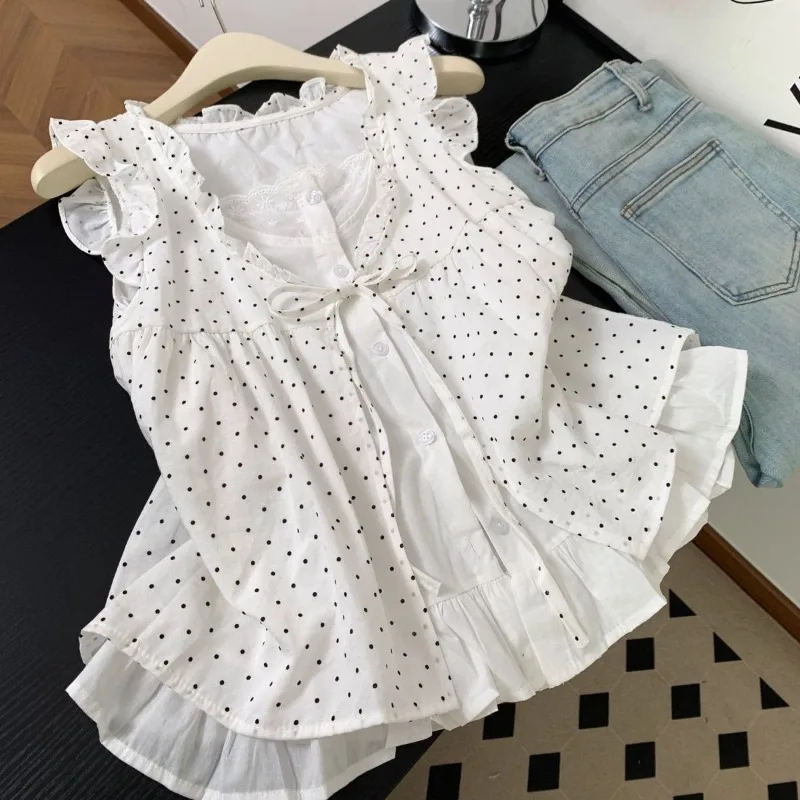 Harajuku Y2k القوس الحلو تي شيرت أبيض الإناث الصيف موضة Kawaii سليم بلايز عادية تصميم جديد اليابانية لطيف الجنية البلوزات 2025 #1