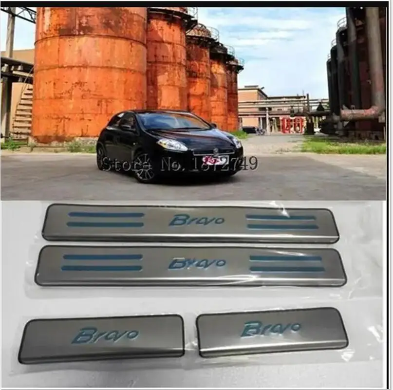 4pcs Car Door Sill Protector Sticker stainless steel For Fiat Bravo