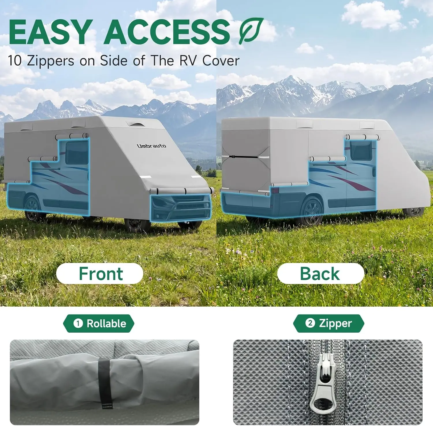 Umbrauto Class B RV Cover Fits 20-22ft Motorhome, Waterproof Sprinter Van Cover, Lightweight Camper Cover, with Windproof Straps, Winter Campsite view 3