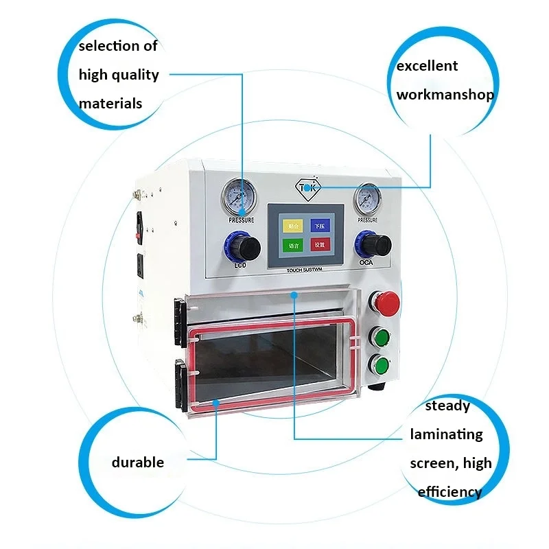 TBK 108P 7 Inch Curved Screen Repair Vacuum Laminating Machine Refurbishing OCA Laminator iPhone Samsung Edge LCD Engine Core