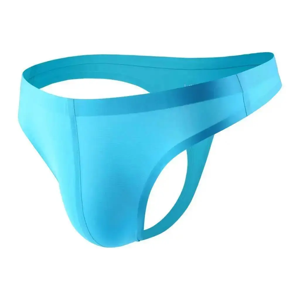 Ultra-thin Seamless Underwear Thong Ice Silk Underpants G strings Low Rise Sexy Men Briefs U convex Pouch Thongs for Man