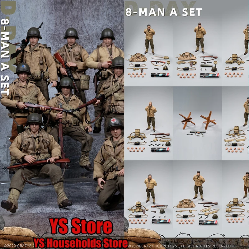 

Crazy Figure LTY001 1/12 WWII U.S. Rangers Normandy Landing Deluxe Edition Lw011-LW018 Machine Gunner Rifleman 6" 8 Figurines