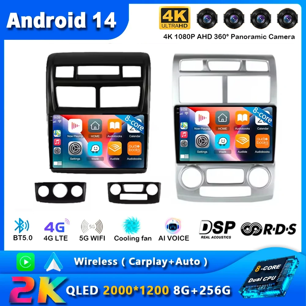 

Android 14 Car Radio For Kia Sportage 2 2004 2005 2006 2007 - 2010 Navigation GPS Multimedia Video Player Stereo Carplay+Auto BT