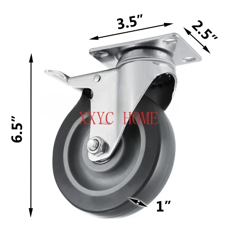 

(16Pcs) Heavy Duty Polyurethane Caster Set 5In Wheels All Swivel All Brake Casters Non Skid No Mark 330 lbs 360° Rotation