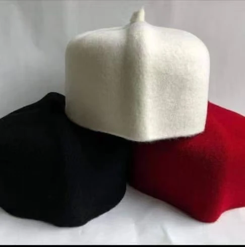 Africa Ethnic Caps for Men 100% Wool Felt White Red Hats Head Wear Working Daily Fedoras Hat High Quality Thick Cap Big Size
