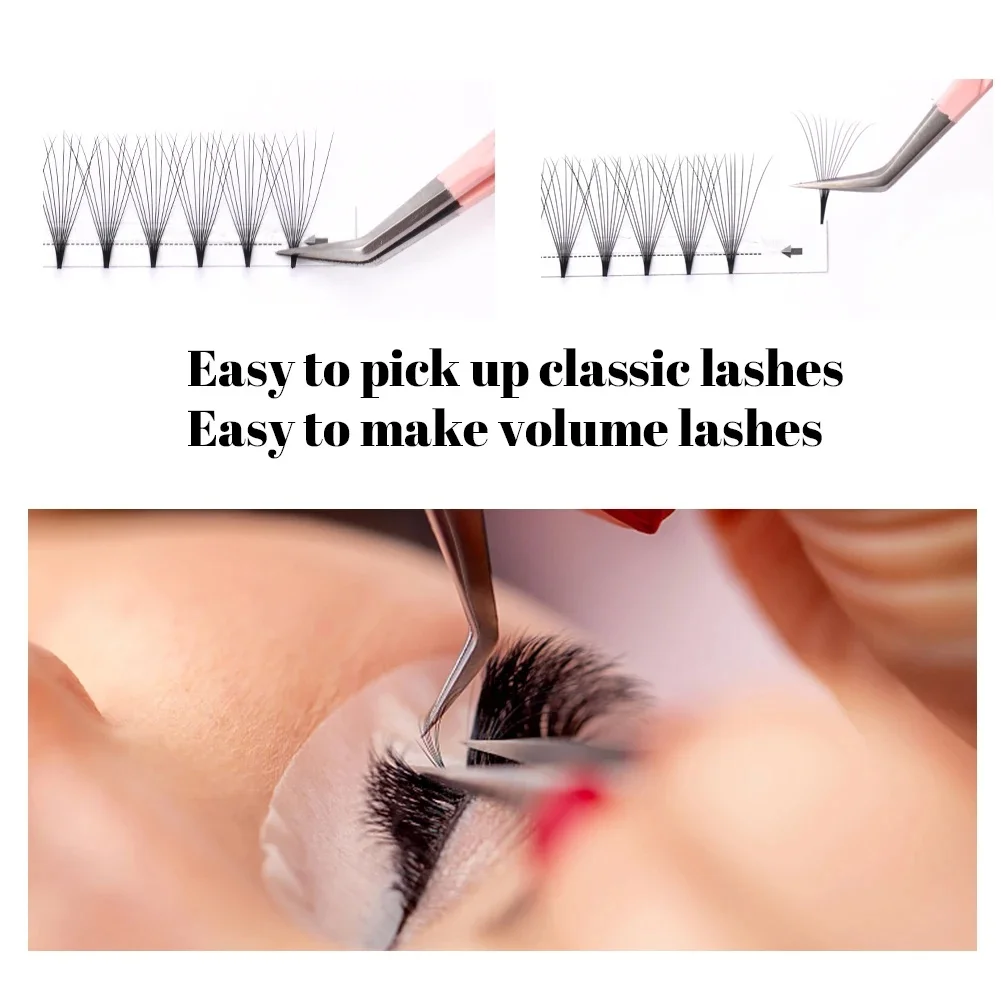 GEMERRY 1 PC Eyelash Tweezers With Fiber Tips Pink Professional Steel High Precision for Volume Fans Lashes Extensions Makeup