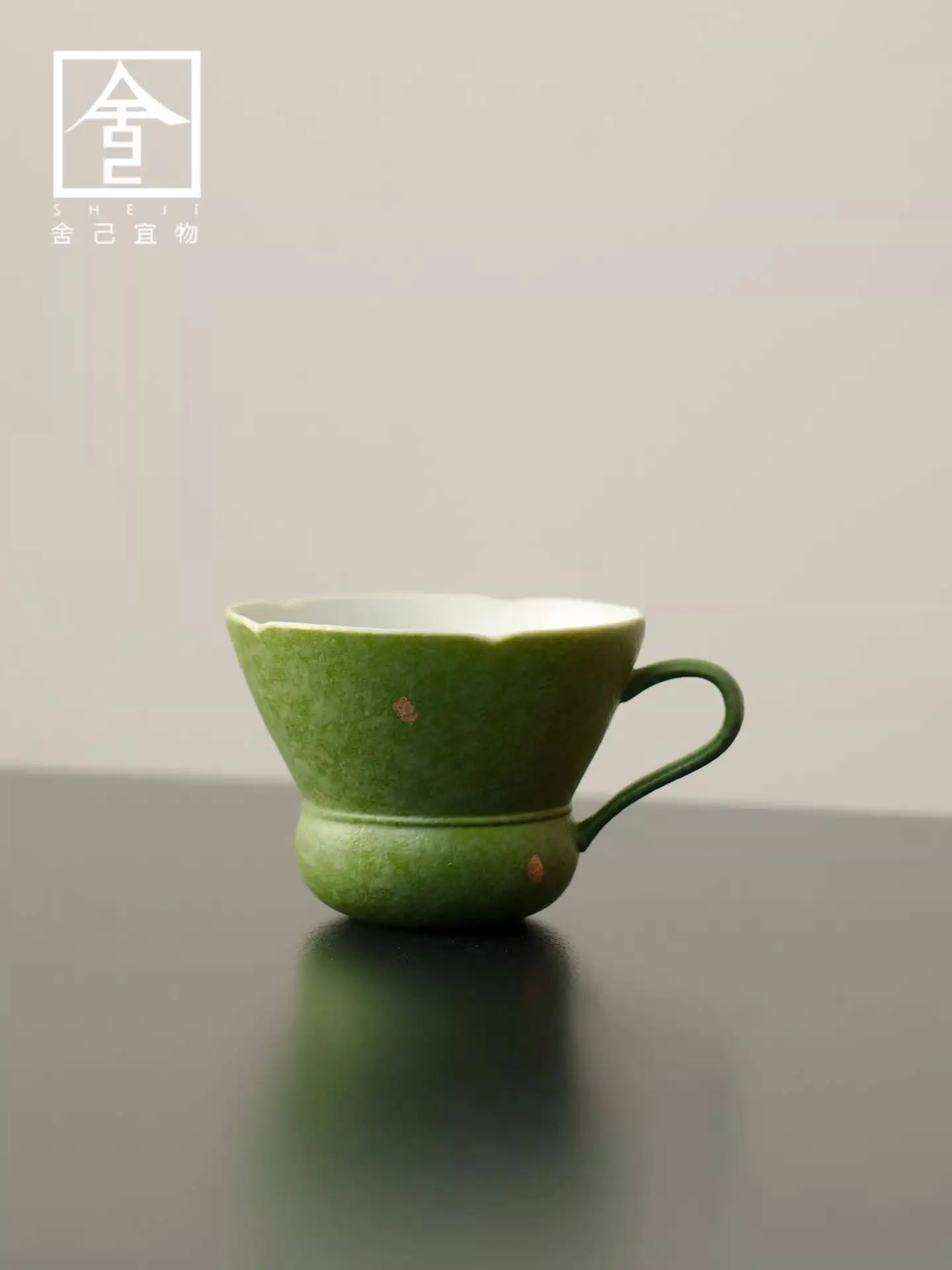 Caramel Green Master Women's Ceramic Household Cup With Handle, Coffee Cup, Kung Fu Tea Set, Non-Hot To The Touch