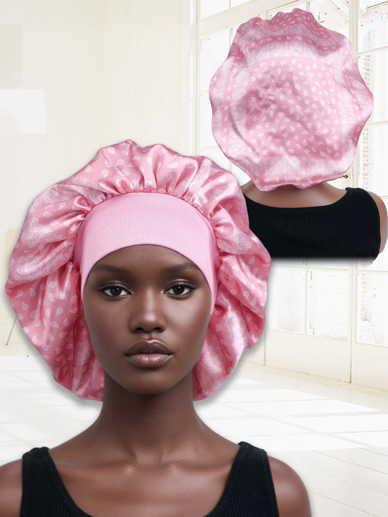 Unisex Almond Flower Sleep Hat Adjustable Size Hair Protection Cap for Travel Comfortable Easy to Clean Reusable Festival Gift