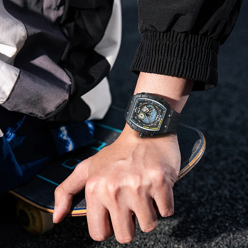 مارك Fairwhale 6002 موضة الرجال ساعة ميكانيكية أوتوماتيكية الهيكل العظمي الهاتفي مضيئة مقاوم للماء الساعات الفاخرة للرجل reloj hombre #5