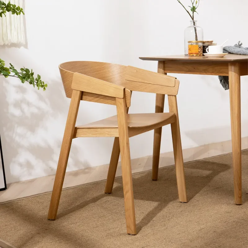 Nordic Solid Wood Dining Chair for Home Designer Backrest Armchair for Cafe Milk Tea Shop Modern Leisure Reception Chair