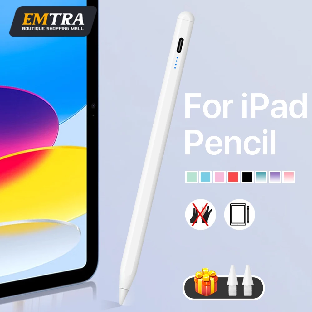 

Стилус EMTRA для Apple Pencil со светодиодными индикаторами мощности, сенсорный карандаш с защитой ладони для 2022 2021 2020 2019 2018, карандаш для iPad