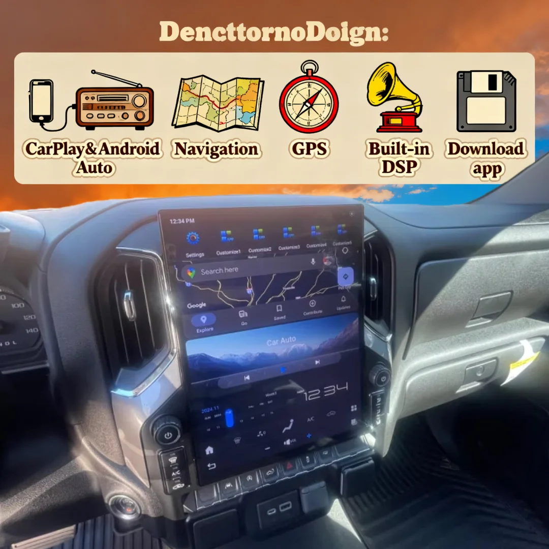 

Для Chevrolet Silverado GMC Sierra 2019-2023: GPS-навигация, Android 13, мультимедийная автомагнитола, 4G WiFi, головное устройство 16,8 дюйма