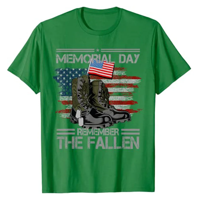 Memorial Day Remember The Fallen Veteran Military Vintage T-Shirt Men's Fashion Usa American Proud Tee 4th of July Patriotic Top image 5
