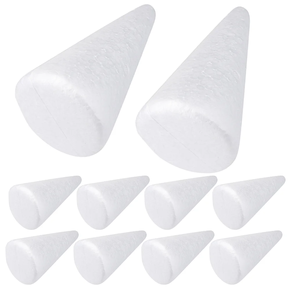 10 Pcs DIY Foam Cone Ornament Children Toys Xmas Tree Cones White Foams for Craft