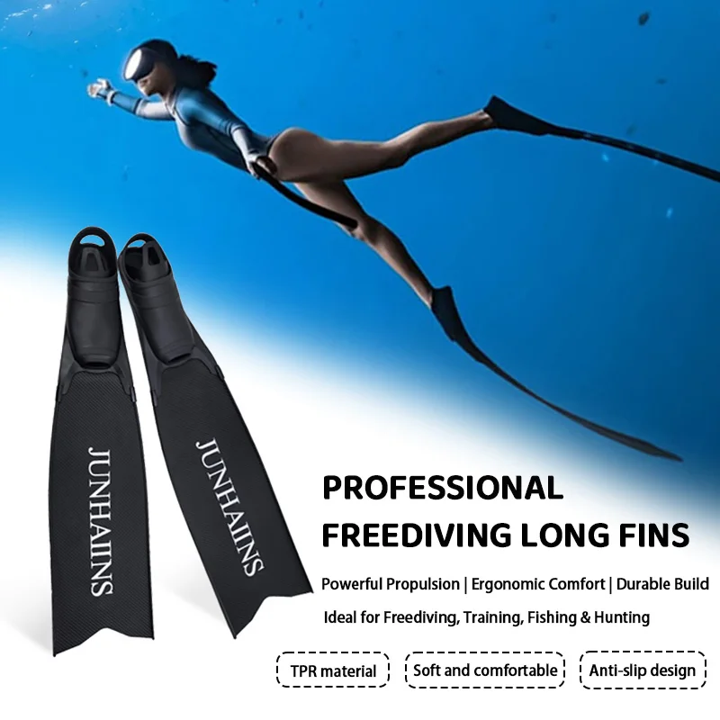 

Professional Free Diving Flippers Fins, Frog Shoes, PP+TPR Fin, Long Fin, Diving, Training, Fishing, Hunting, Beginner Dual Use