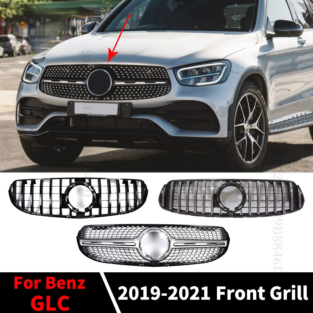 Diamond GT Style Front Bumper Grille Inlet Grill For Mercedes X253 Benz GLC 2019 2020 2021 300 200 220 Tuning Hood Mesh Grid