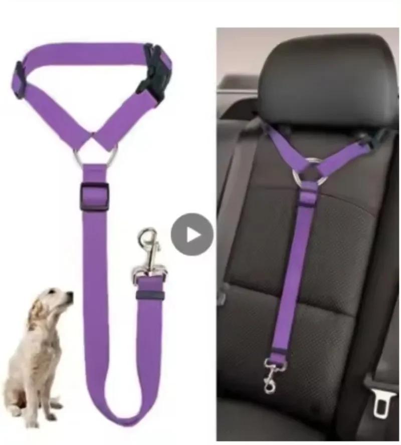 Pet Safety Two-in-one Nylon Adjustable Dogs Harness Collar Pet Dog Accessories Pet Car Seat Belt Lead Leash Backseat Safety Belt