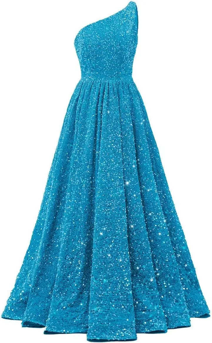 

One Shoulder Sequin Prom Dresses for Women 2026 Long Sparkly Ball Gowns Formal Dress Aline Evening Party Gowns Luxury Dress