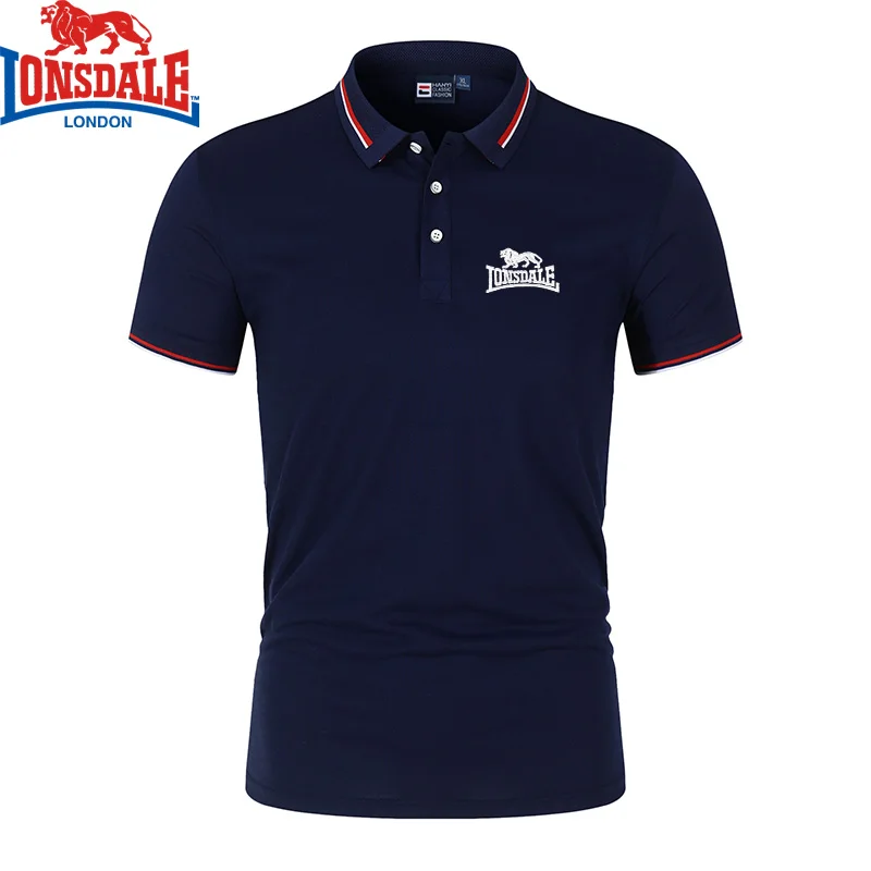 Embroidered LONSDALE New Summer Polo Shirt Men Hot High Quality Men\'s Short Sleeve Top Business Casual Polo-shirt for Men