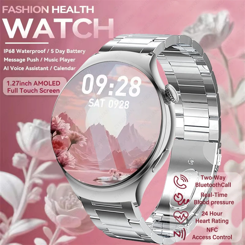 1.27 "ساعة ذكية للنساء نظام تحديد المواقع الرياضة مسار معدل ضربات القلب ضغط الدم NFC بلوتوث دعوة سيدة نساء ساعة ذكية لنظام أندرويد IOS