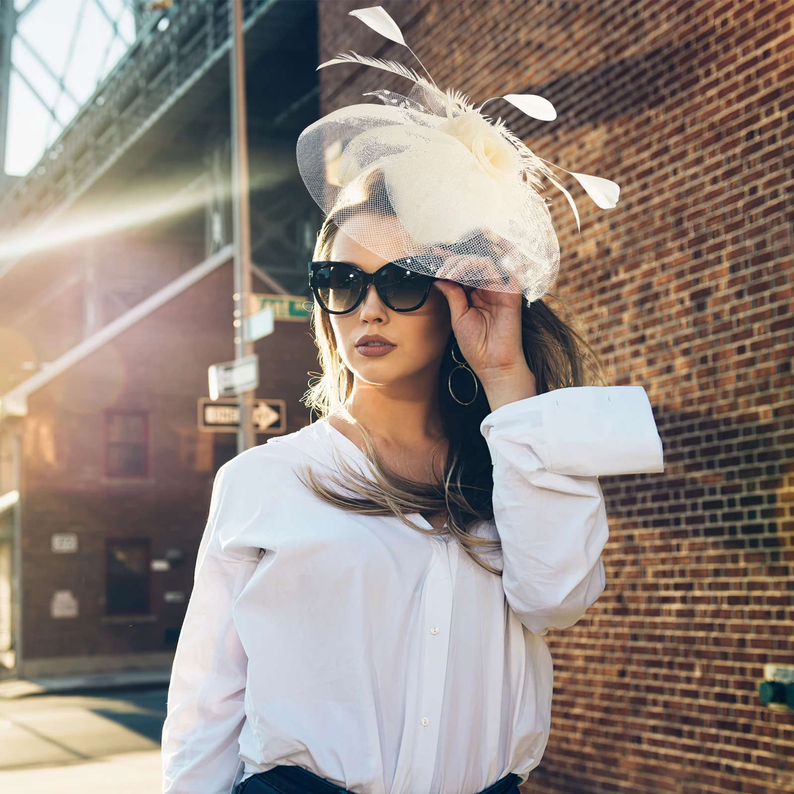 

Hairb Fascinators Vintage Women Hats for Tea Party Bridal Wedding Banquet Clip Nylon Mesh Cap Accessories